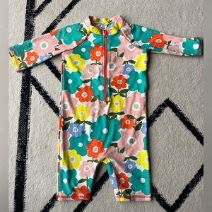 Mini Boden Full Coverage One Piece Floral Swim Suit Size 2/3